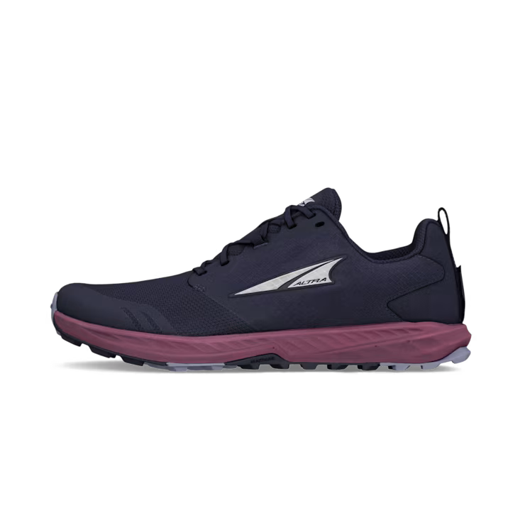 Dark blue Altra Women's Superior 7 running shoe with white logo and purple cushioned sole.