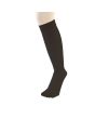 Black nylon knee-high socks with reinforced toes, smooth finish, one size fits most.