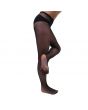 Black nylon toe tights with open toes and reinforced waistband, shown on model's legs.