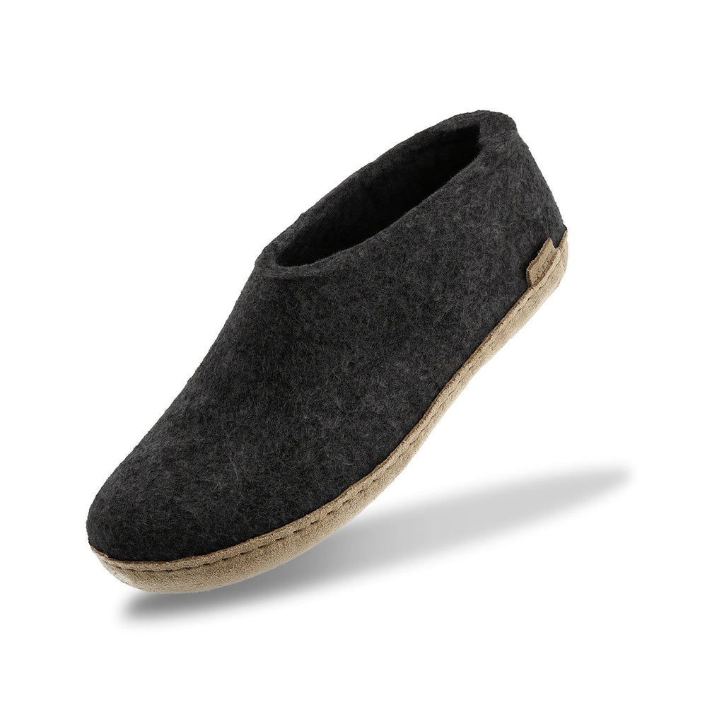 Shoe with leather sole - Charcoal