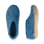 Shoe with leather sole - Petrol