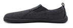 Grey recycled slip-on sneaker with black elastic side panels and textured sole.