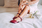 Ballerina barefoot burgundy dress shoes