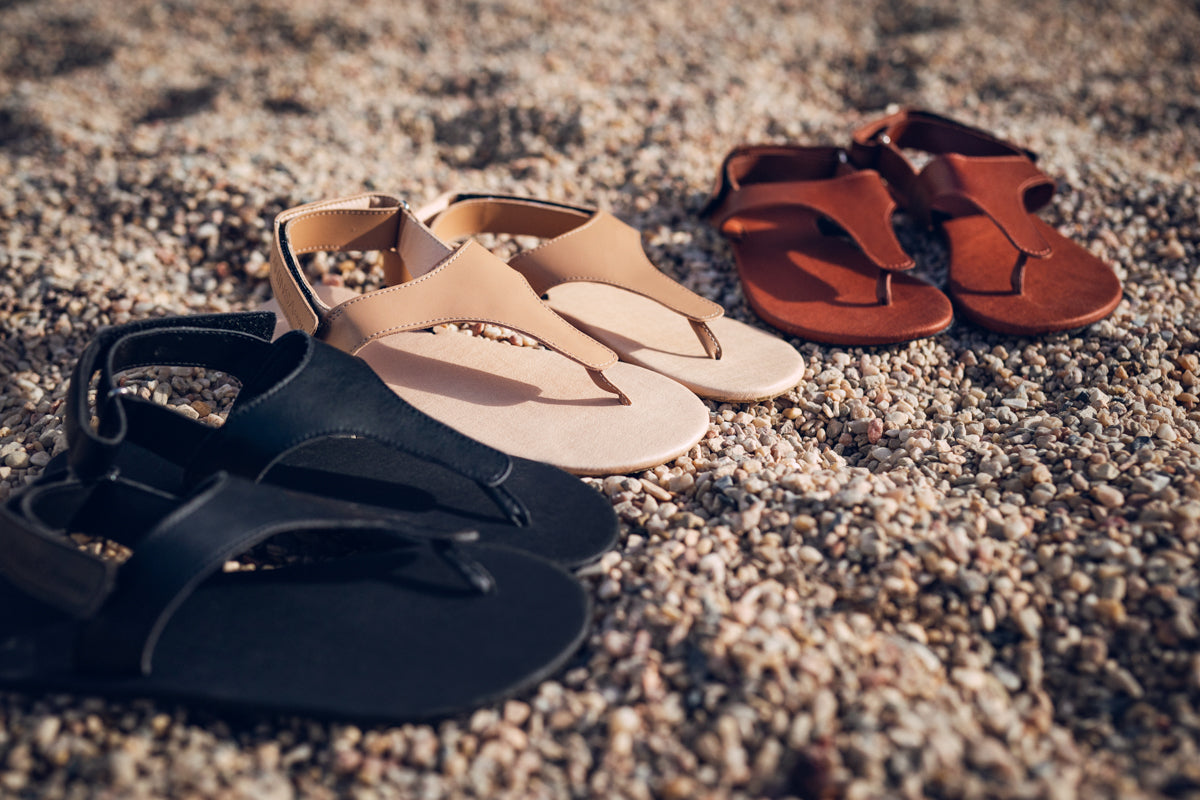 Simple barefoot black sandals