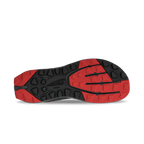 Black and red rugged outsole tread with deep grooves for traction on Altra Superior 7 shoes.