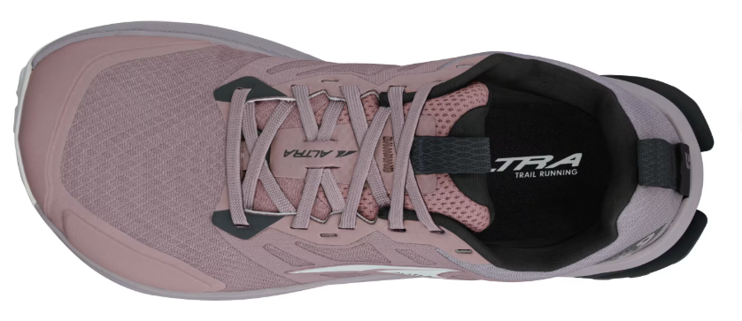 Purple Altra Women's Lone Peak 9 Wide trail running shoe with mesh upper and black inner lining viewed from above.