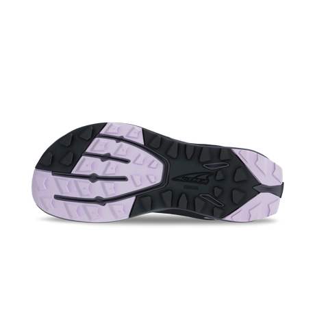 Black and lavender rubber sole of Altra Women's Superior 7 trail running shoe with textured grip pattern.