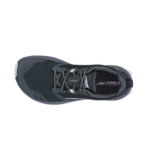 Black Altra Women's Superior 7 athletic shoe with gray laces and breathable mesh upper viewed from above.