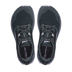 Black Altra Superior 7 women's running shoes with gray accents and thick cushioned soles viewed from top.