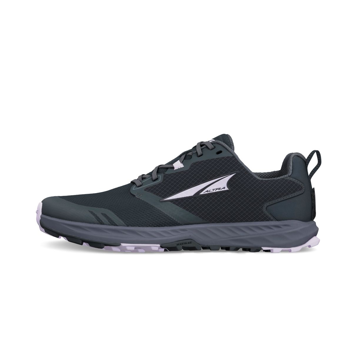 Black Altra Women's Superior 7 athletic shoe with white logo and cushioned sole.