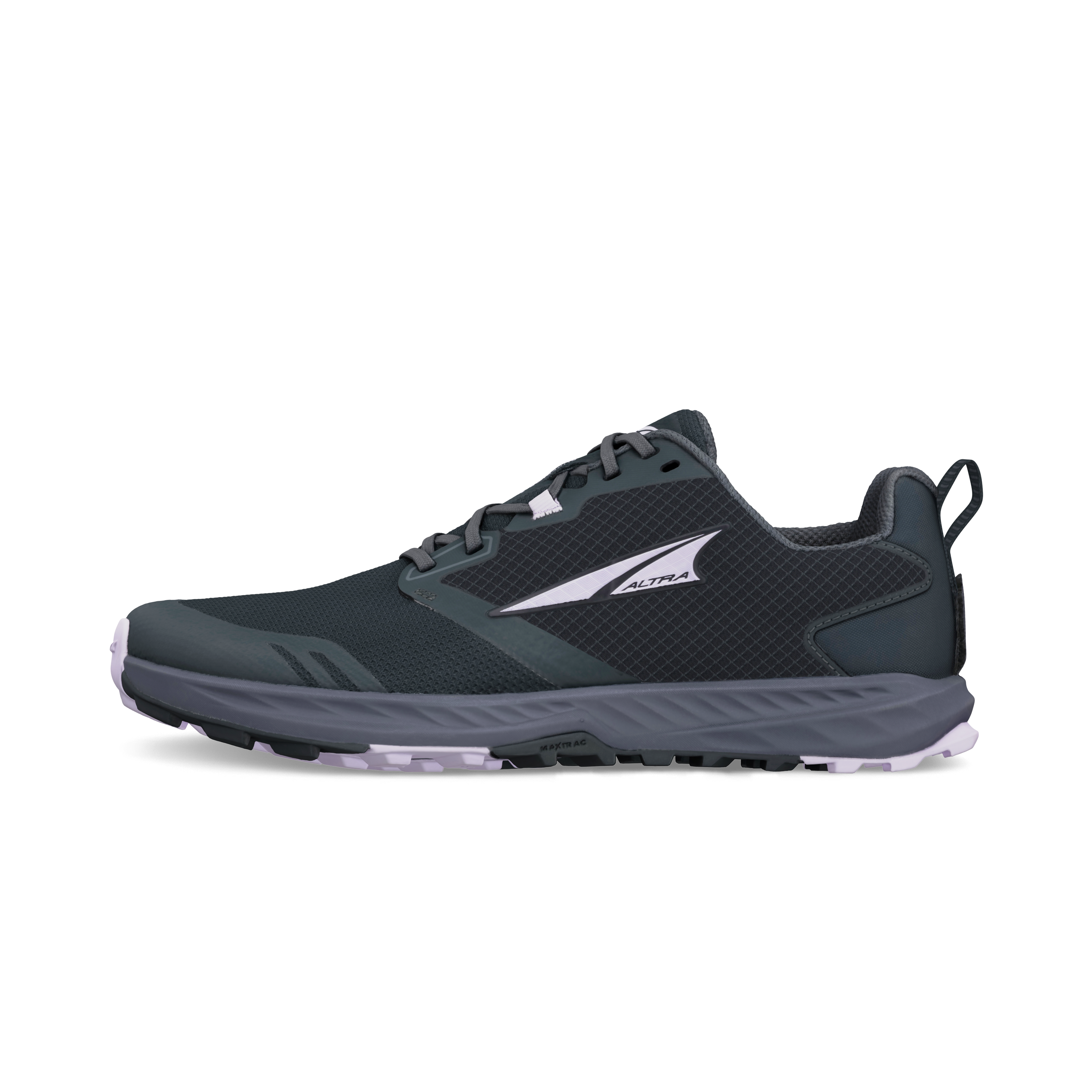 Black Altra Women's Superior 7 athletic shoe with white logo and cushioned sole.
