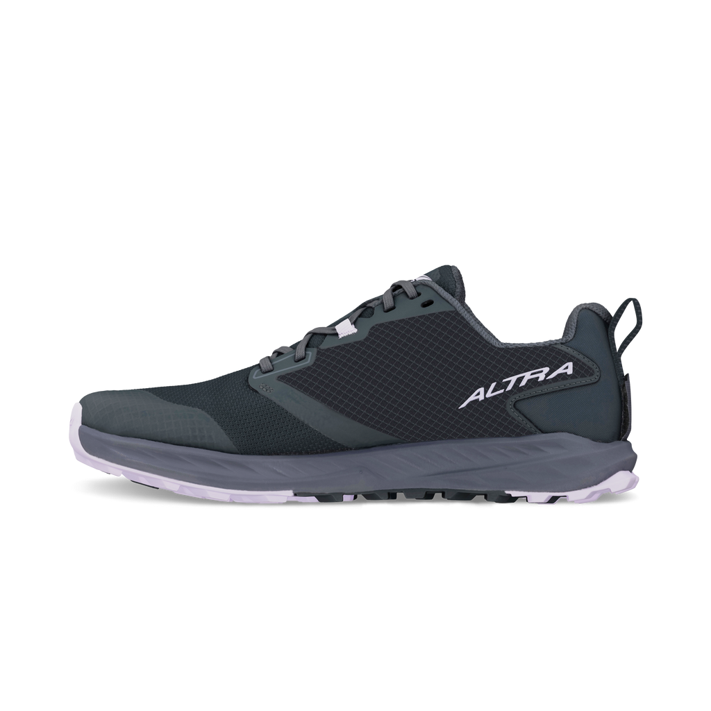 Black Altra Women's Superior 7 athletic shoe with mesh upper and white sole.