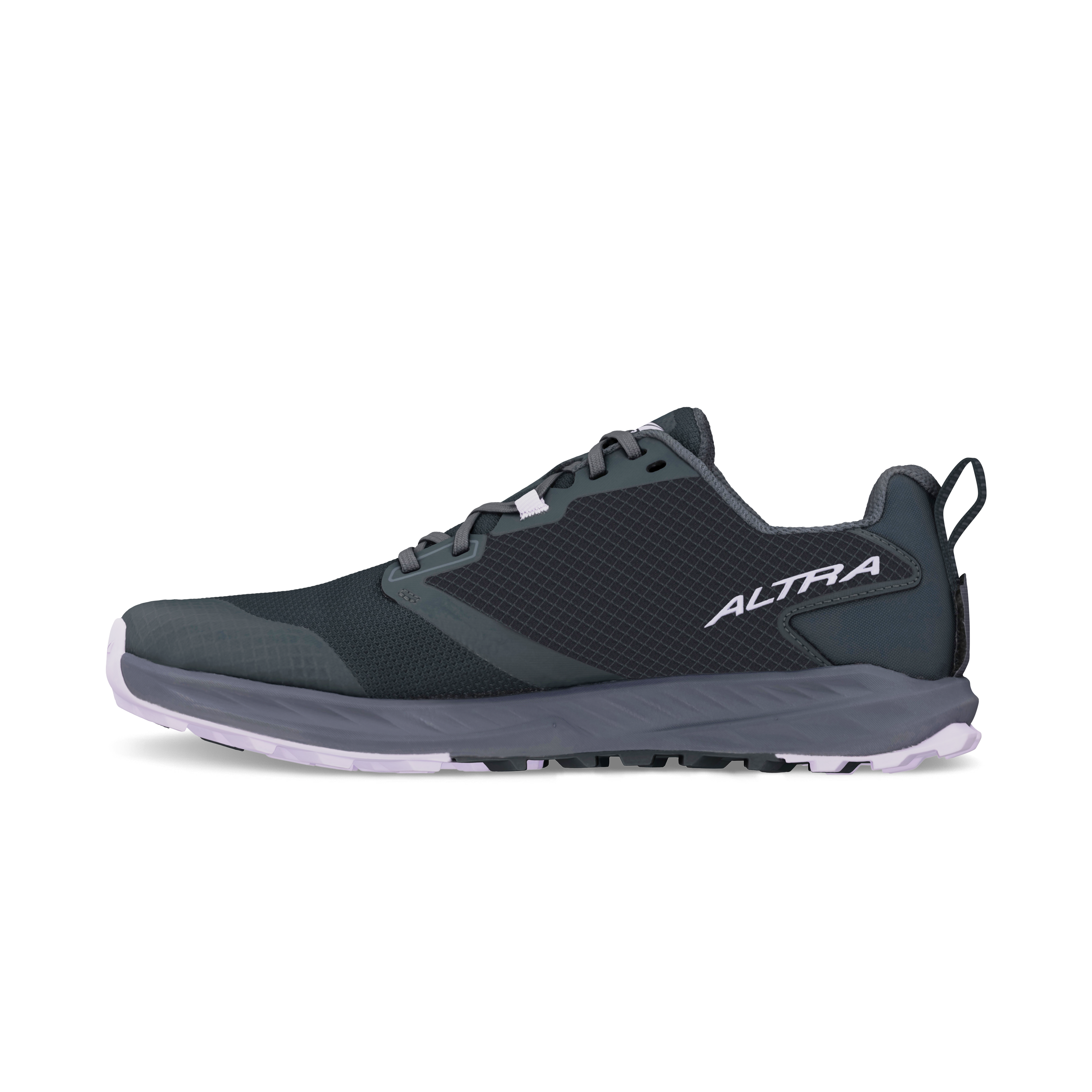 Black Altra Women's Superior 7 athletic shoe with mesh upper and white sole.