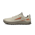 Tan Altra Men's Lone Peak 9 Wide trail running shoe with orange logo and rugged sole.