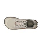 Tan Altra Lone Peak 9 Wide athletic shoe with mesh upper and cushioned collar, top view.