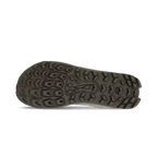 Tan trail running shoe sole with deep multi-directional lugs and Altra logo in center.