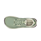 Light green Altra women's Lone Peak 9 Wide athletic shoe with white sole and logo on tongue and side.