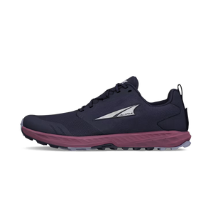 Dark blue Altra Women's Superior 7 running shoe with white logo and purple cushioned sole.