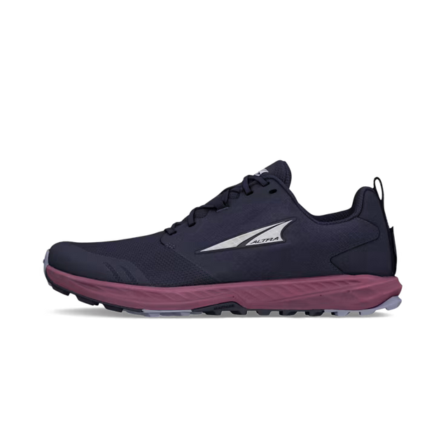 Dark blue Altra Women's Superior 7 running shoe with white logo and purple cushioned sole.