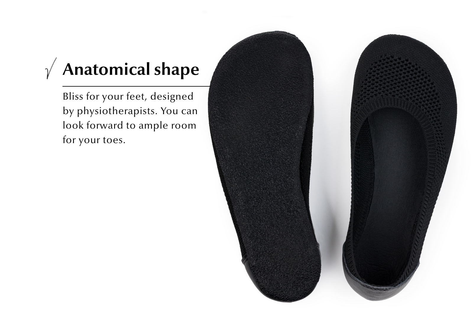 Barefoot Knit Ballet Flats Softy Black