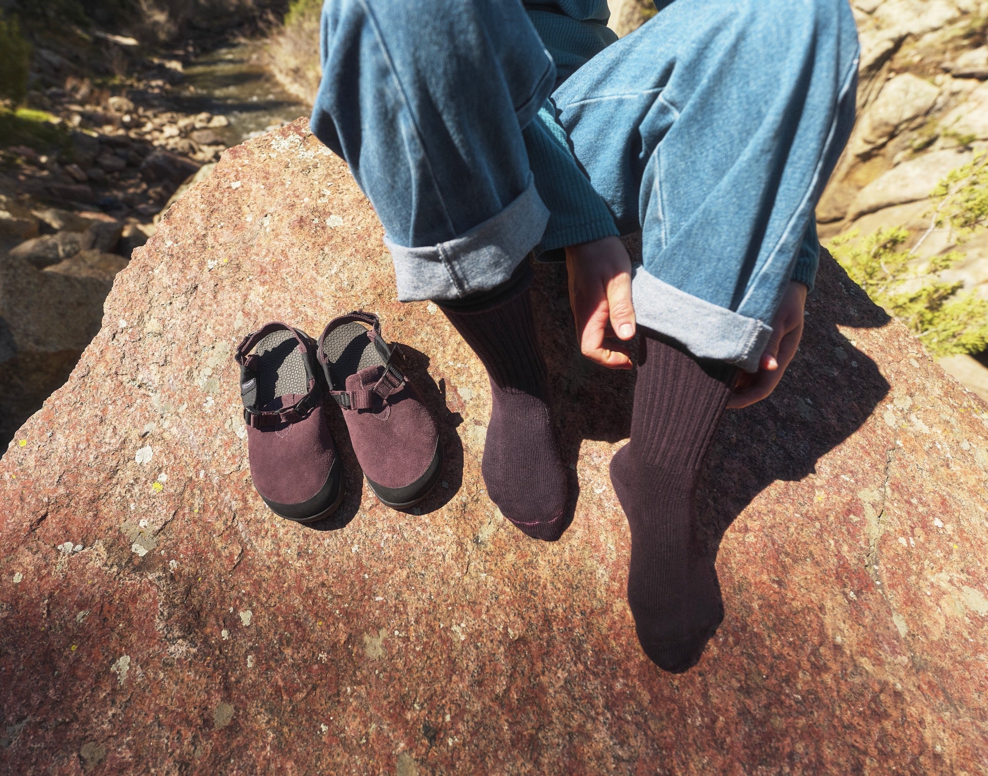 Mountain Clog - Leather Suede (Deep Plum)