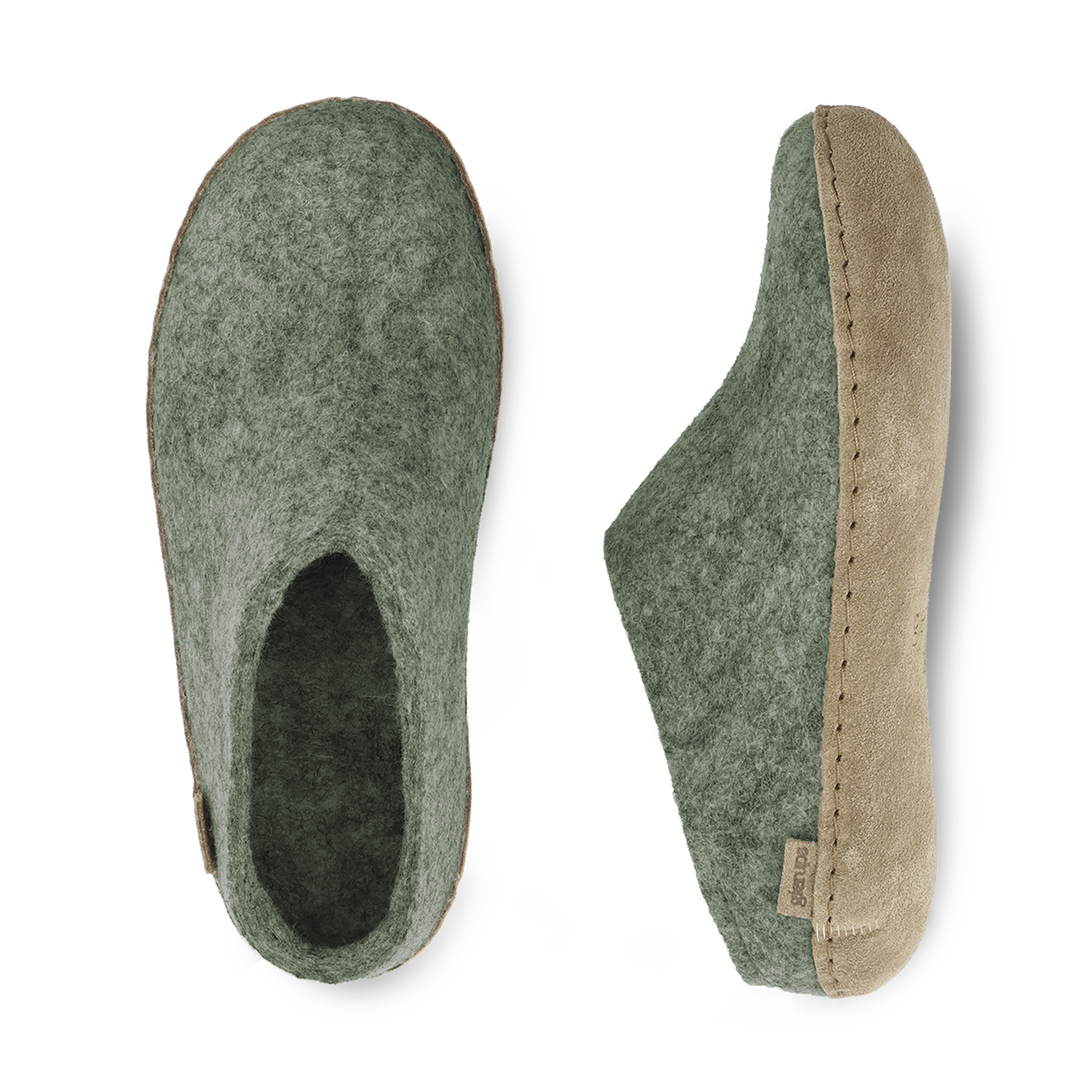 Slip-on with leather sole - Moss