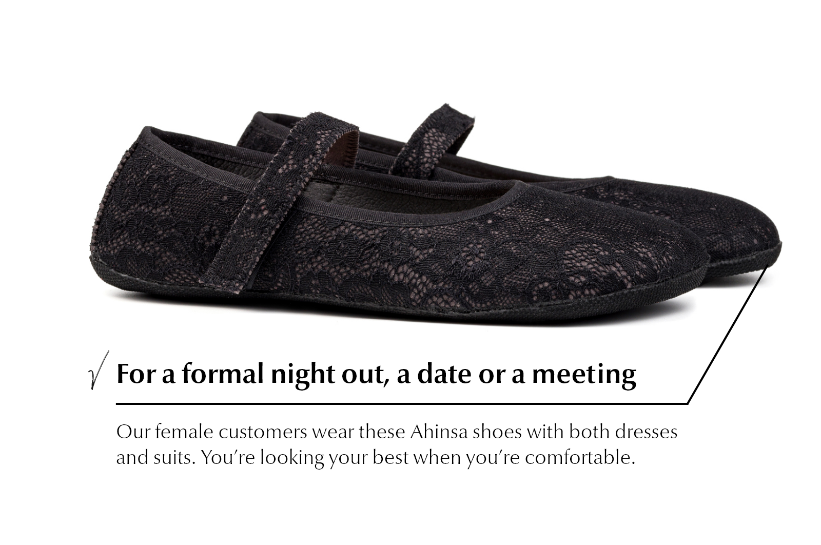 Ananda Barefoot Dress shoes with Black Lace