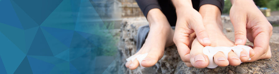 Banner with woman's feet wearing Correct Toes Clear Original No Shims