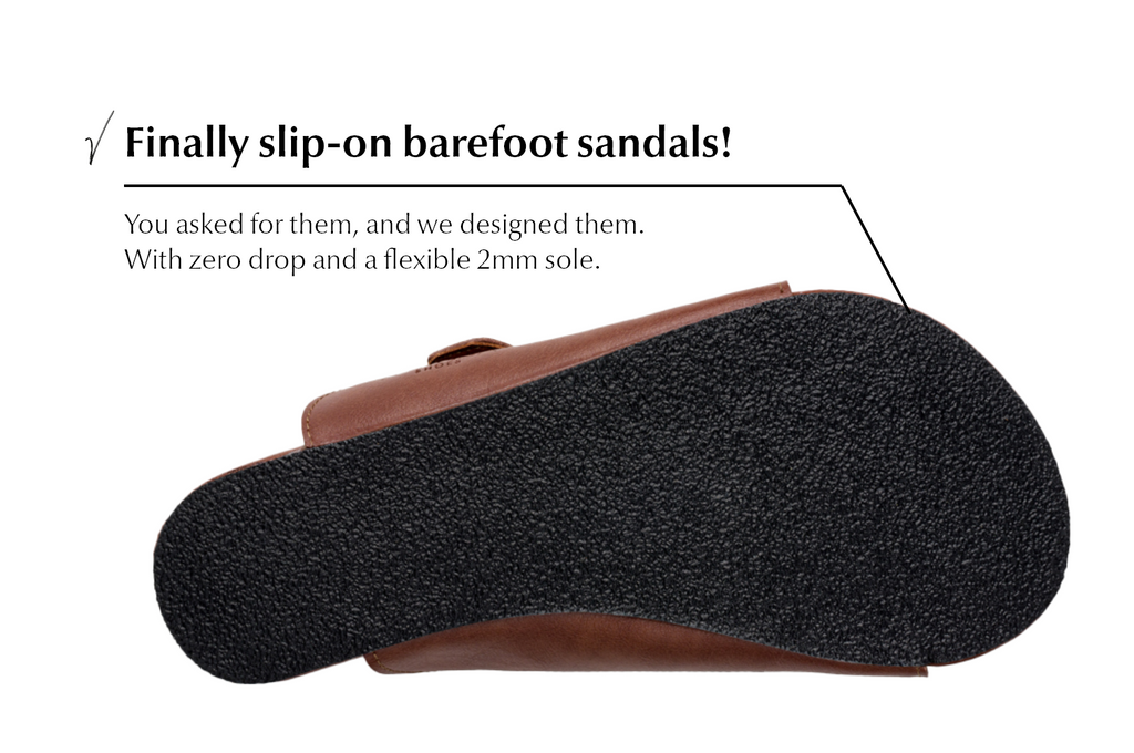barefoot slip-on sandals brown