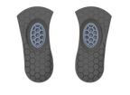 Pair of black and gray Biopods Next Generation 3/4-length Stimsoles insoles with honeycomb texture and central cushioning.