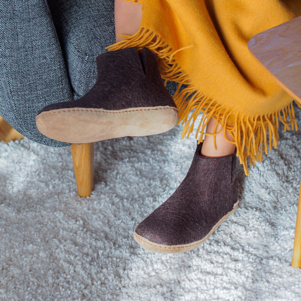 Boot with leather sole - Chestnut
