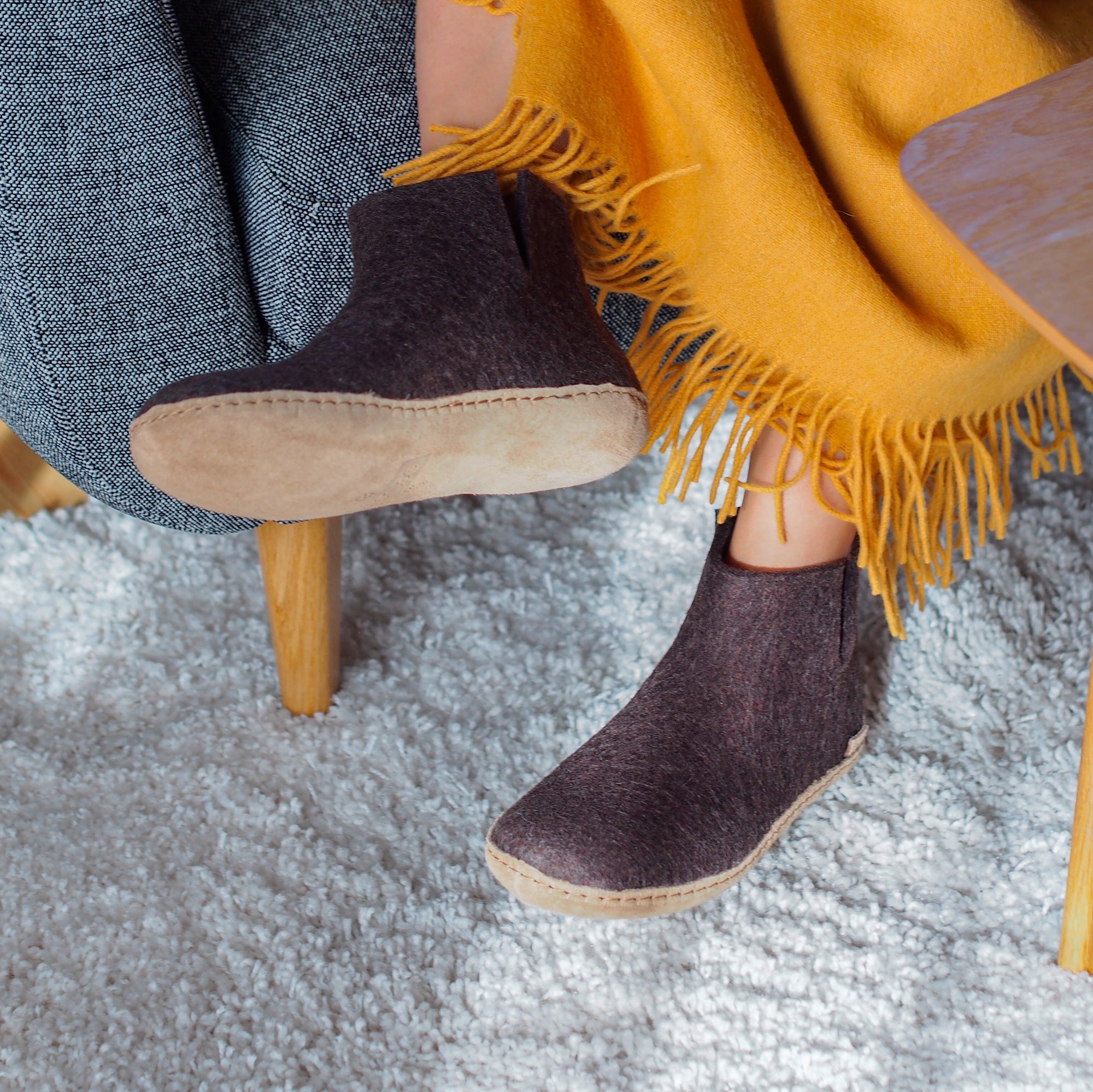 Boot with leather sole - Chestnut