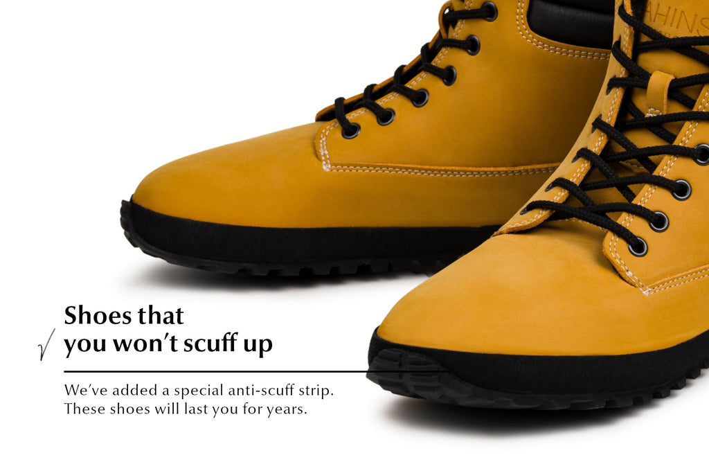 winter barefoot boots Shuma Winter mustard nubuck