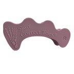 Mauve Correct Toes SPORT toe spacer with skeletal foot design and right foot indicator.