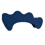 Dark blue Correct Toes SPORT® toe spacer with embossed skeletal foot design and lettering.