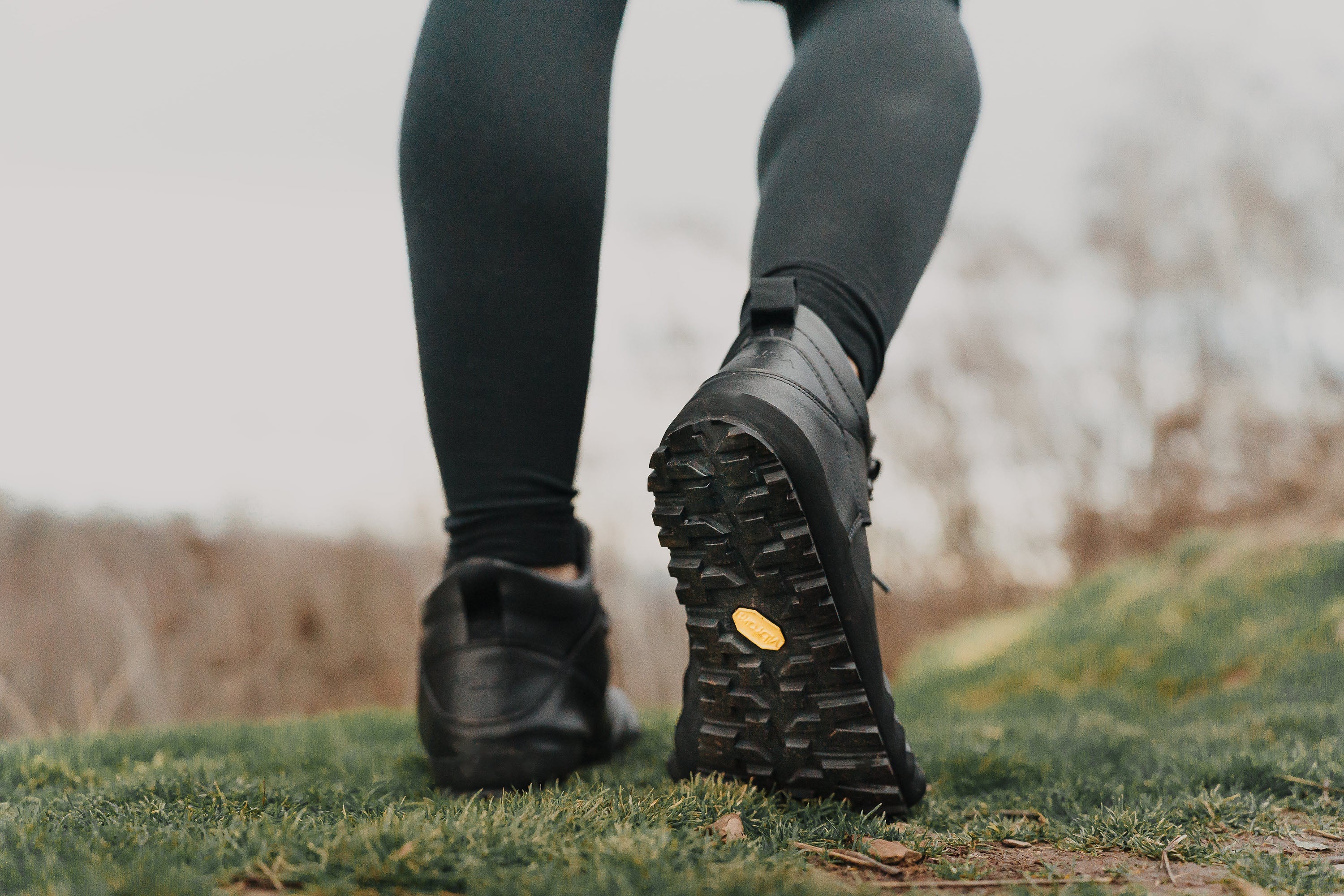 Hiker black barefoot ankle trekking boots
