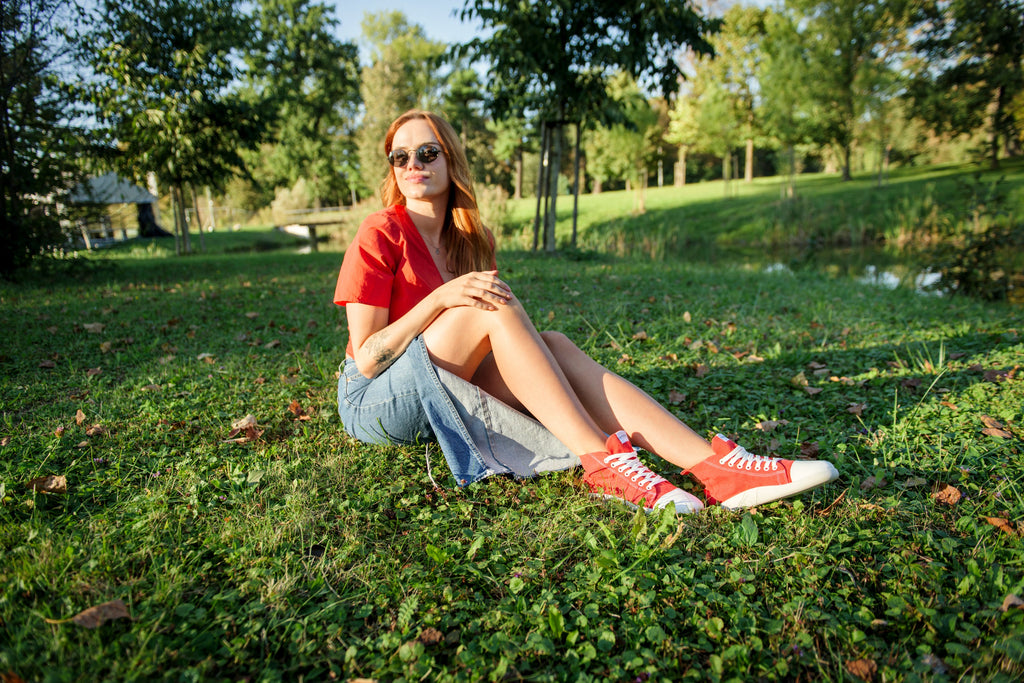 barefoot sneakers Street high-top – Red Hemp