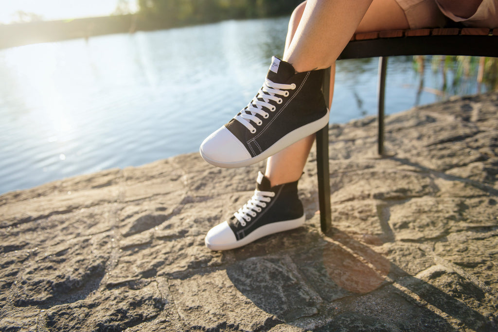 barefoot sneakers Street high-top – Black Hemp