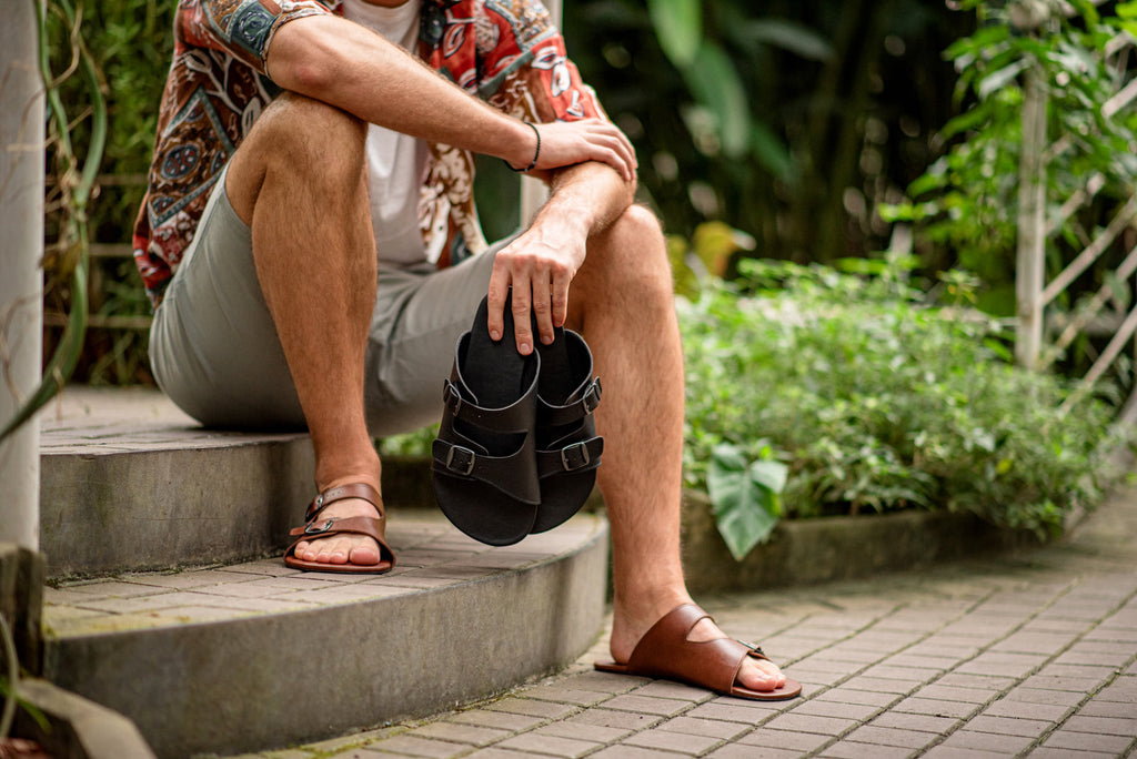 barefoot slip-on sandals brown