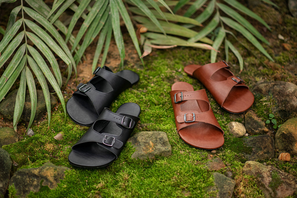 barefoot slip-on sandals brown