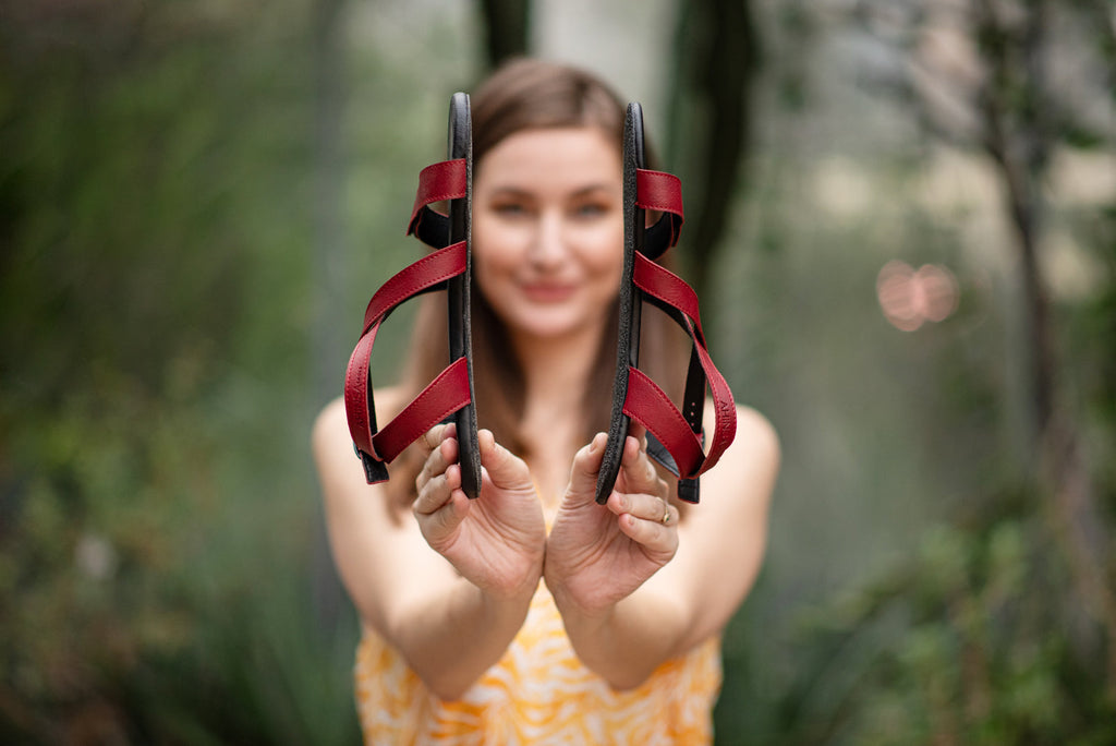 Hava barefoot burgundy sandals