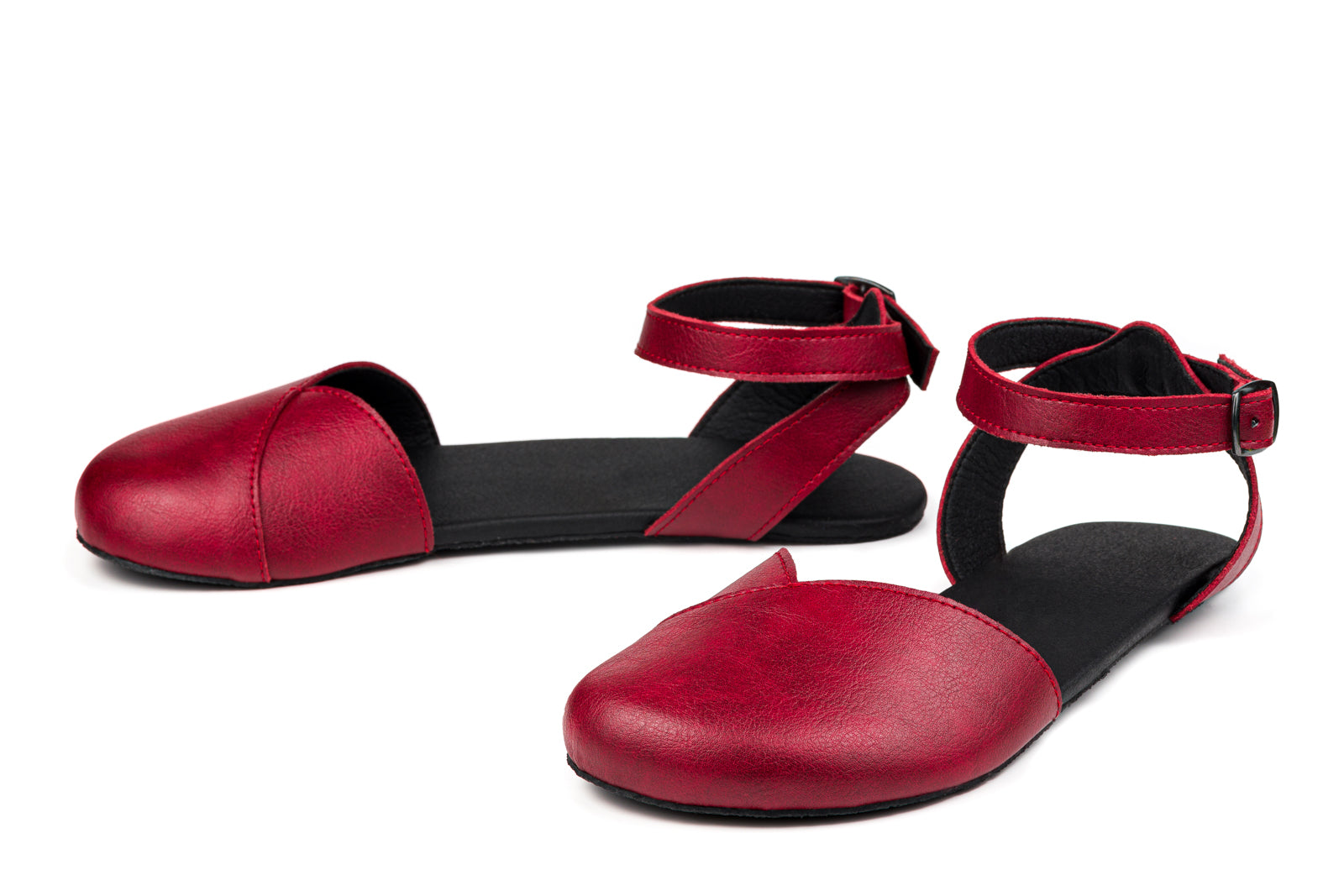 Ballerina barefoot burgundy dress shoes