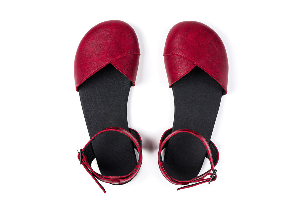 Ballerina barefoot burgundy dress shoes