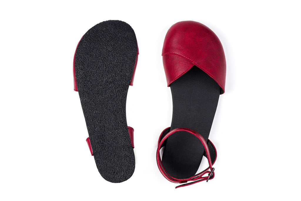 Ballerina barefoot burgundy dress shoes