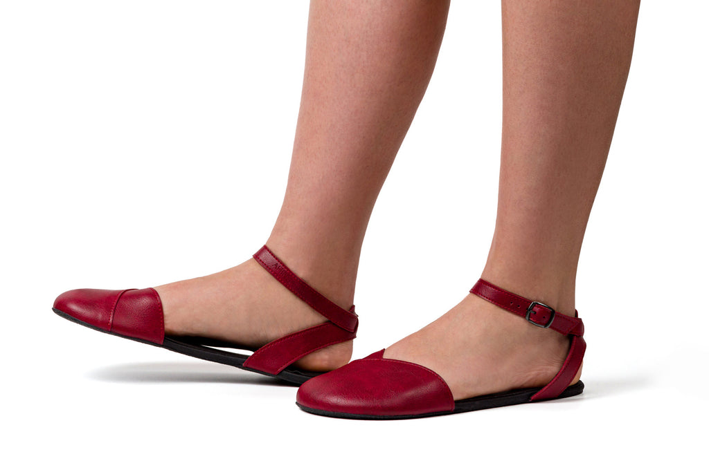 Ballerina barefoot burgundy dress shoes