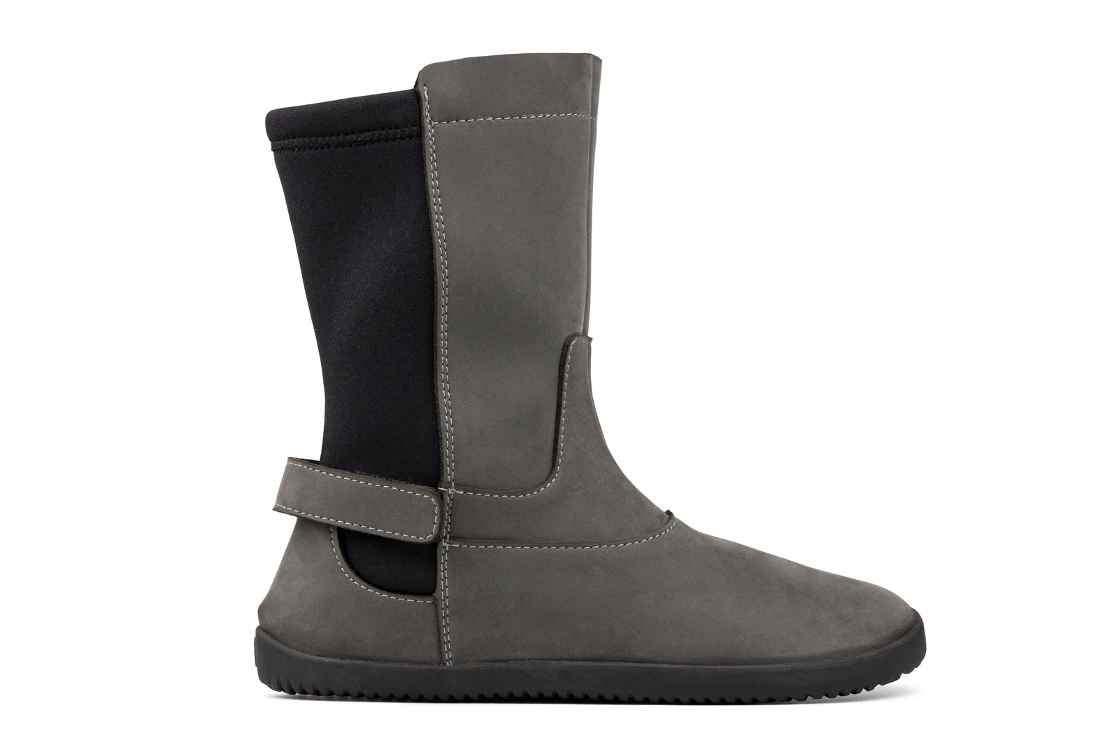 barefoot grey nubuck mid-calf boots