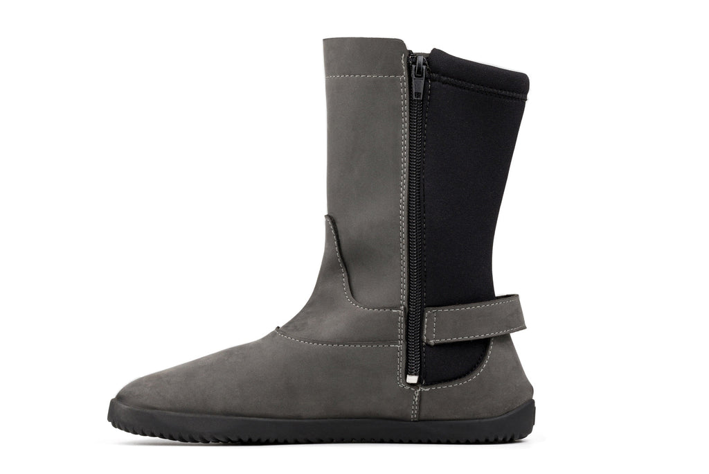 barefoot grey nubuck mid-calf boots
