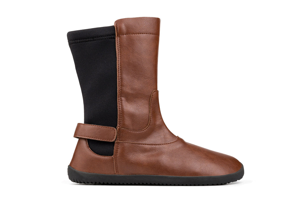 barefoot brown mid-calf boots