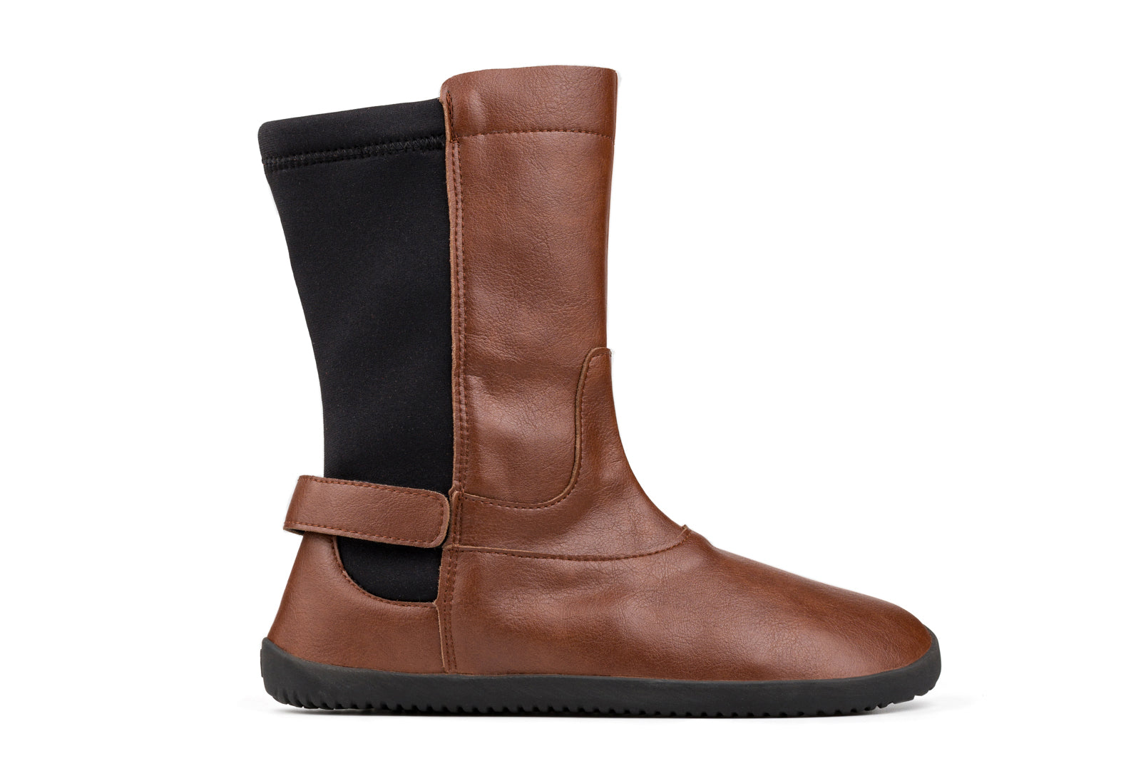barefoot brown mid-calf boots