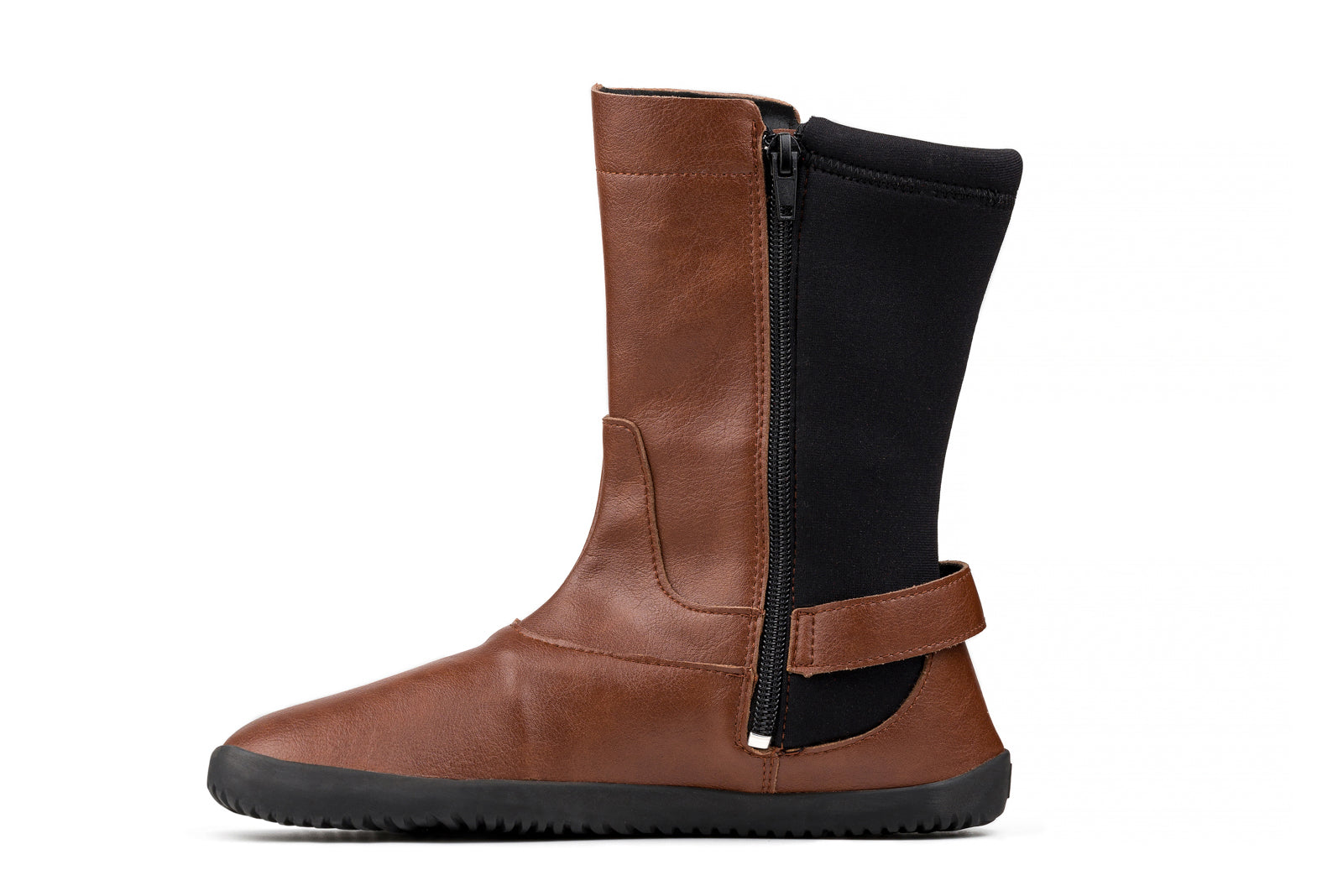 barefoot brown mid-calf boots
